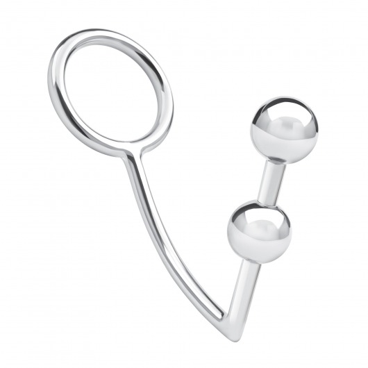 Кольцо на пенис с анальным стимулятором Two Bead Stainless Steel Anal Hook   Cock Ring - BlueLine - в Нижнем Новгороде купить с доставкой