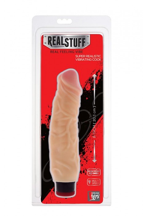 Вибратор-реалистик с крупными венами на поверхности REALSTUFF 8INCH VIBRATOR - 20,3 см. - Dream Toys