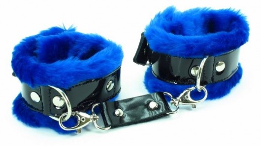 Синие наручники с мехом BDSM Light - БДСМ Арсенал - купить с доставкой в Нижнем Новгороде
