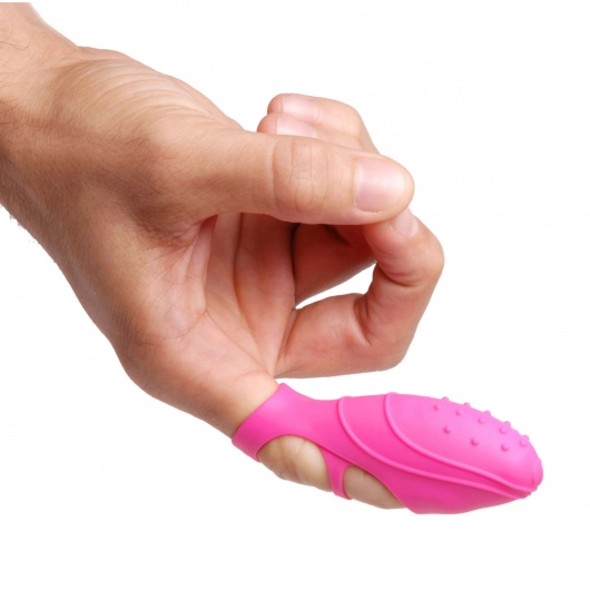 Розовая насадка на палец с вибрацией Bang Her Silicone G-Spot Finger Vibe - XR Brands