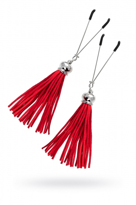 Зажимы на соски «Вилки» с красными кисточками из замши - Pecado - купить с доставкой в Нижнем Новгороде