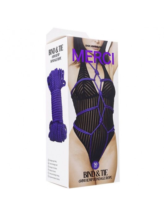 Фиолетовая верёвка для связывания и фиксации Bind Tie - 15,24 м. - Doc Johnson - купить с доставкой в Нижнем Новгороде