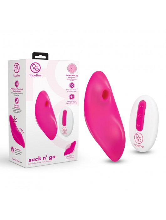 Розовый клиторальный вибромассажер Suck n’ Go - Together Toy