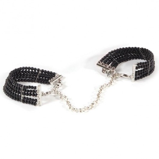 Чёрные дизайнерские наручники Plaisir Nacre Bijoux - Bijoux Indiscrets - купить с доставкой в Нижнем Новгороде