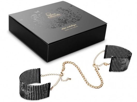 Чёрные дизайнерские наручники Desir Metallique Handcuffs Bijoux - Bijoux Indiscrets - купить с доставкой в Нижнем Новгороде