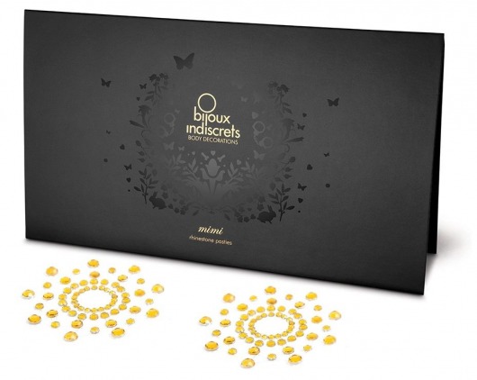 Золотистые наклейки на грудь Mimi Bijoux - Bijoux Indiscrets - купить с доставкой в Нижнем Новгороде