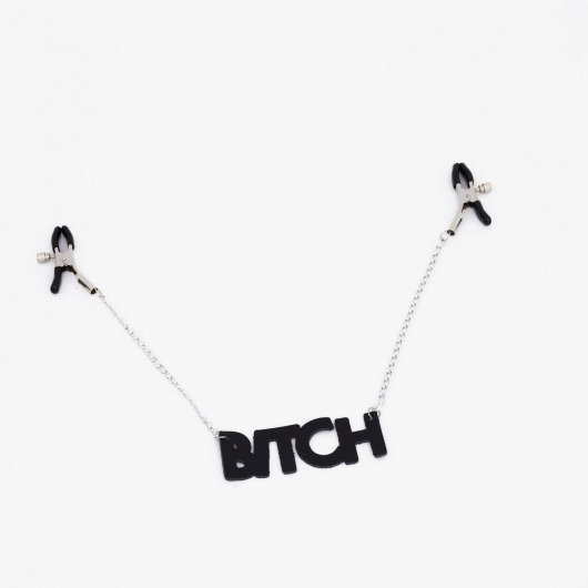 Зажимы на соски с кожаной подвеской Bitch - Crazy Handmade - купить с доставкой в Нижнем Новгороде