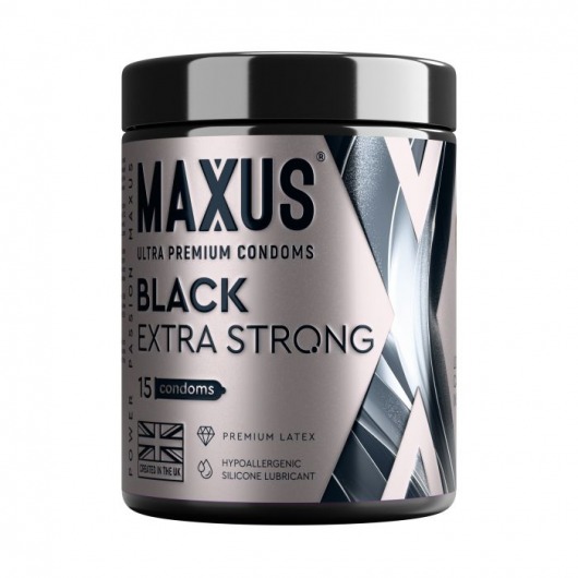 Черные утолщенные презервативы MAXUS Extra Strong с железным кейсом - 15 шт. - Maxus - купить с доставкой в Нижнем Новгороде