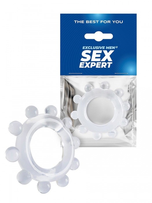 Прозрачное эрекционное кольцо со стимулирующими шариками - Sex Expert - в Нижнем Новгороде купить с доставкой