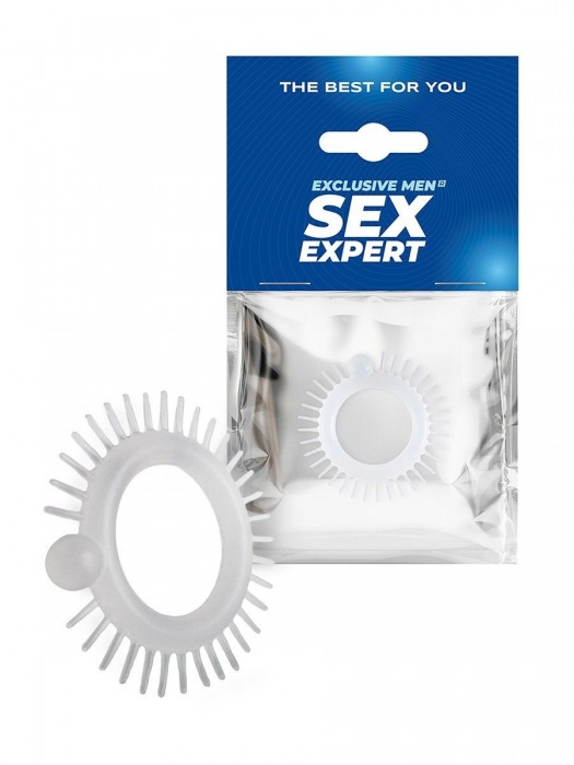 Эластичное эрекционное кольцо с шипиками и шариком - Sex Expert - в Нижнем Новгороде купить с доставкой