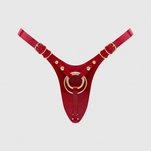 Красный пояс для фиксации насадок Strap-On-Me Leatherette Harness Fabulous - Strap-on-me - купить с доставкой в Нижнем Новгороде