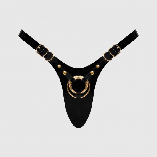 Черный пояс для фиксации насадок Strap-On-Me Leatherette Harness Fabulous - Strap-on-me - купить с доставкой в Нижнем Новгороде