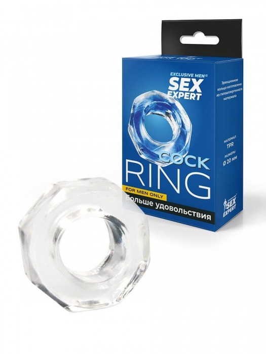 Прозрачное эрекционное кольцо в форме гайки - Sex Expert - в Нижнем Новгороде купить с доставкой