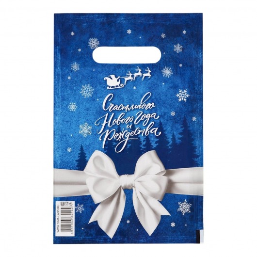 Сине-белый подарочный новогодний пакет с вырубной ручкой (20х30 см) - Сима-Ленд - купить с доставкой в Нижнем Новгороде