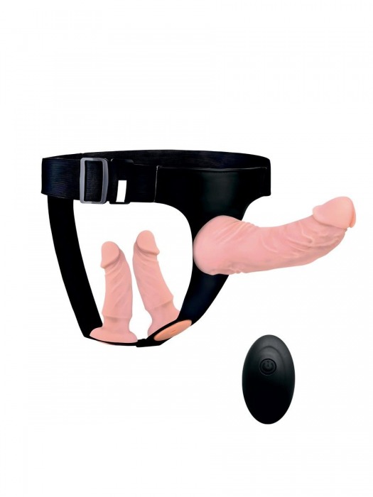 Женский страпон с 3 насадками и вибрацией - Erowoman-Eroman - купить с доставкой в Нижнем Новгороде