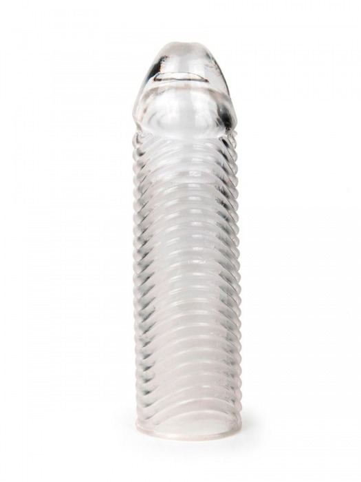 Прозрачная закрытая насадка на пенис с ребрышками - 16 см. - Sex Expert - в Нижнем Новгороде купить с доставкой