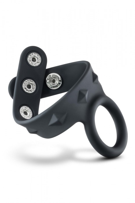 Черное эрекционное кольцо с подхватом мошонки на кнопках VS6 - Blush Novelties - в Нижнем Новгороде купить с доставкой