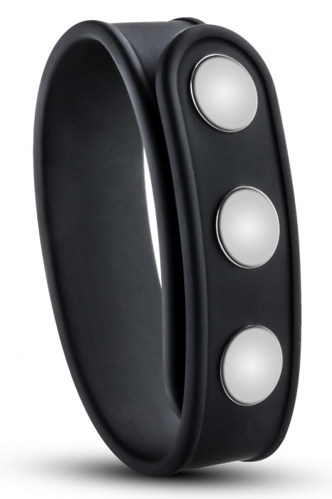 Черное эрекционное кольцо на кнопках - Blush Novelties - в Нижнем Новгороде купить с доставкой