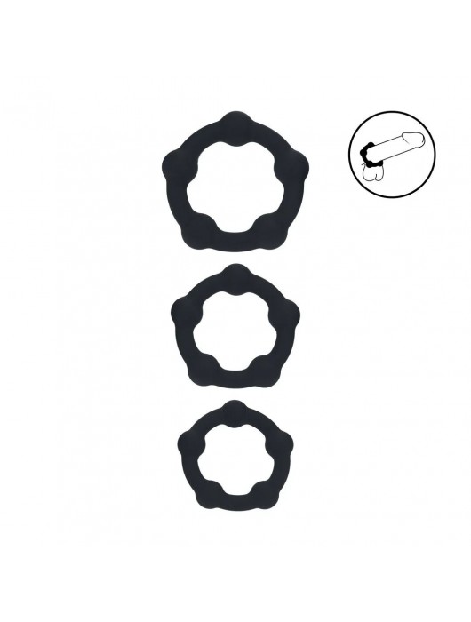 Набор из 3 эрекционных колец Beaded Silicone Cockring Set - Shots Media BV - в Нижнем Новгороде купить с доставкой