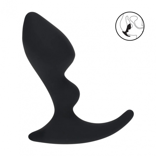 Черная анальная пробка для массажа простаты Double Ripple Silicone Prostate Massager - Shots Media BV - в Нижнем Новгороде купить с доставкой