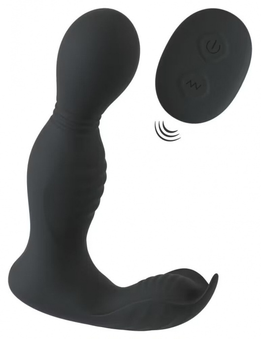 Черная анальная пробка с вибрацией, вращением и пультом ДУ RC Butt Plug with 2 Functions - Orion - в Нижнем Новгороде купить с доставкой