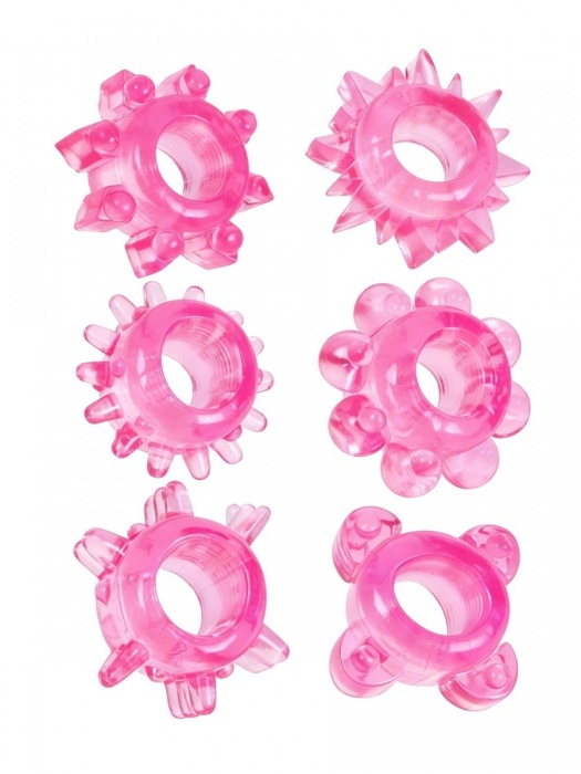 Набор из 6 розовых эрекционных колец с различным рельефом - Erowoman-Eroman - в Нижнем Новгороде купить с доставкой