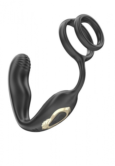 Черная анальная пробка с вращением и эрекционными кольцами - Ibiza - в Нижнем Новгороде купить с доставкой