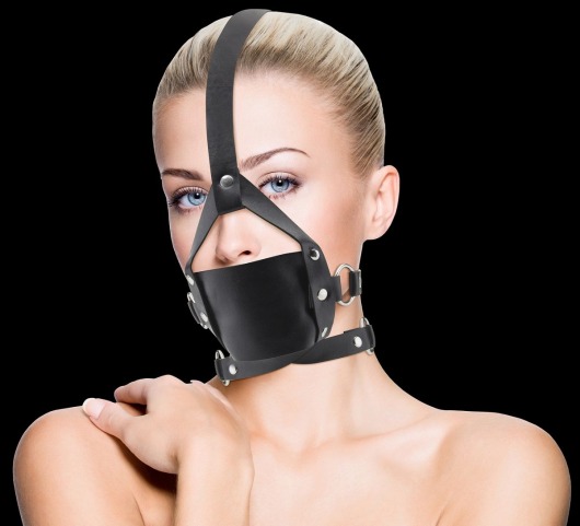 Чёрный кожаный кляп Leather Mouth Gag - Shots Media BV - купить с доставкой в Нижнем Новгороде
