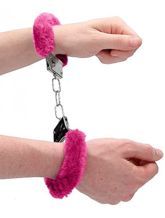 Пушистые розовые наручники OUCH! Pink - Shots Media BV - купить с доставкой в Нижнем Новгороде