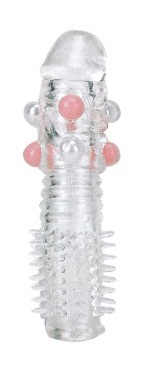 Прозрачная насадка на фаллос с закрытой головкой и шишечками - Sextoy 2011 - в Нижнем Новгороде купить с доставкой