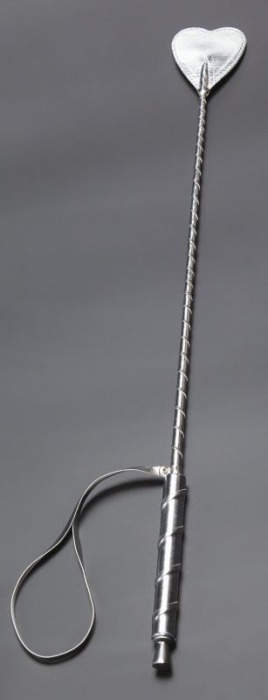 Серебристый стек с наконечником-сердцем из искусственной кожи - 70 см. - Sitabella - купить с доставкой в Нижнем Новгороде