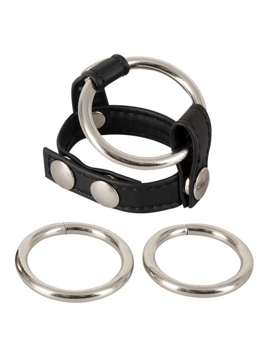 Подхват для мошонки с 3 съемными эрекционными кольцами Leder-Riemen - Orion - в Нижнем Новгороде купить с доставкой