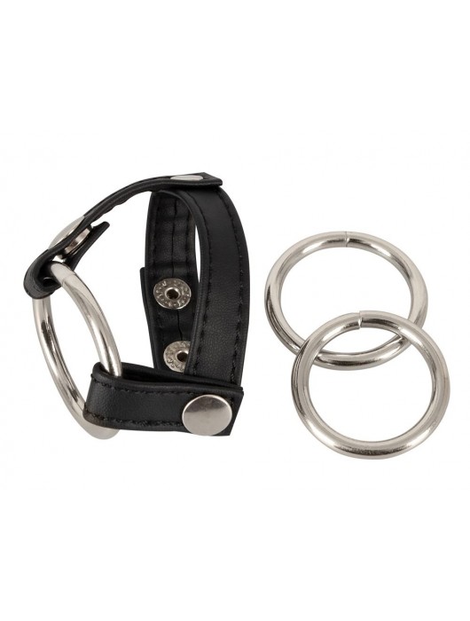 Подхват для мошонки с 3 съемными эрекционными кольцами Leder-Riemen - Orion - в Нижнем Новгороде купить с доставкой