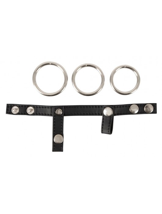 Подхват для мошонки с 3 съемными эрекционными кольцами Leder-Riemen - Orion - в Нижнем Новгороде купить с доставкой