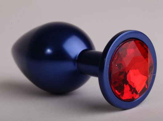 Синяя анальная пробка с красным кристаллом - 8,2 см. - 4sexdreaM - купить с доставкой в Нижнем Новгороде