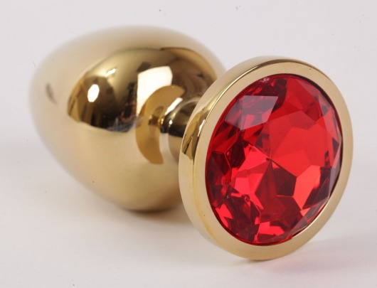 Золотистая анальная пробка с красным кристаллом - 9,5 см. - 4sexdreaM - купить с доставкой в Нижнем Новгороде