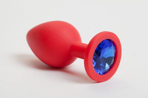 Красная силиконовая пробка с синим кристаллом - 9,5 см. - 4sexdreaM - купить с доставкой в Нижнем Новгороде