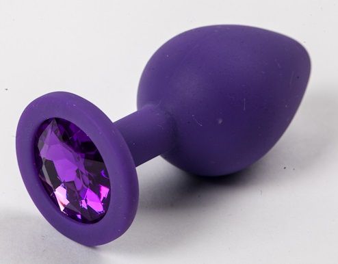 Фиолетовая силиконовая пробка с прозрачным кристаллом - 9,5 см. - 4sexdreaM - купить с доставкой в Нижнем Новгороде