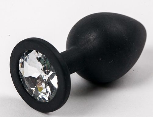 Черная силиконовая анальная пробка с прозрачным кристаллом - 9,5 см. - 4sexdreaM - купить с доставкой в Нижнем Новгороде