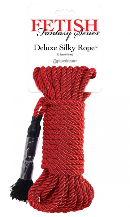 Красная веревка для фиксации Deluxe Silky Rope - 9,75 м. - Pipedream - купить с доставкой в Нижнем Новгороде
