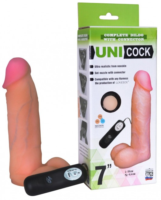 Фаллическая насадка Харнесс UNICOCK 7  с вибрацией - 19 см. - LOVETOY (А-Полимер) - купить с доставкой в Нижнем Новгороде
