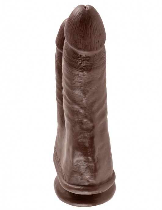 Коричневый анально-вагинальный фаллоимитатор Double Penetrator - 20,9 см. - Pipedream