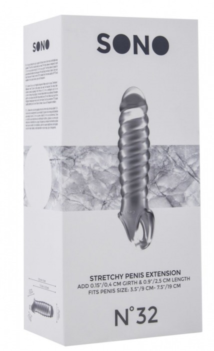 Прозрачная ребристая насадка Stretchy Penis Extension No.32 - Shots Media BV - в Нижнем Новгороде купить с доставкой