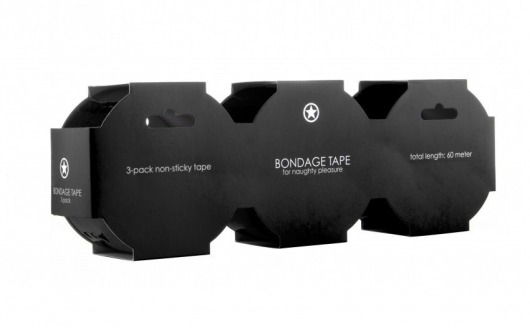Набор из 3 мотков чёрных лент Bondage Tape длиной 20 метров каждый - Shots Media BV - купить с доставкой в Нижнем Новгороде