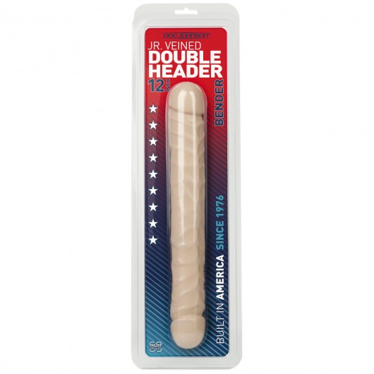 Двухголовый фаллос телесного цвета  Jr. Veined Double Header 12  Bender - 29,5 см. - Doc Johnson