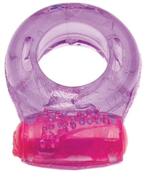 Фиолетовое эрекционное кольцо с виброэлементом в верхней части - Toyfa Basic - в Нижнем Новгороде купить с доставкой