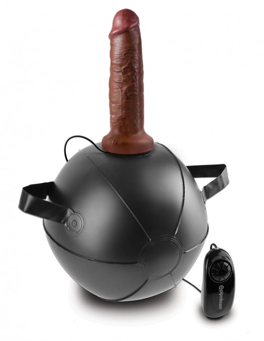 Мини-мяч с фаллической насадкой коричневого цвета и вибрацией Vibrating Mini Sex Ball with 7  Dildo - 17,7 см. - Pipedream - купить с доставкой в Нижнем Новгороде