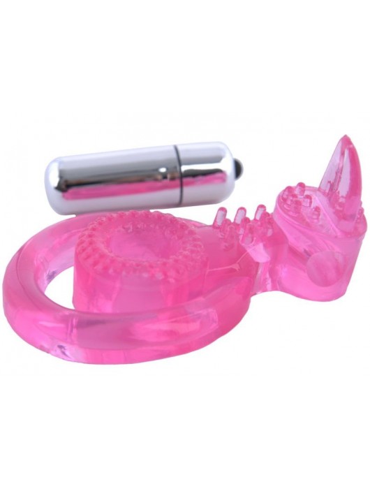 Розовая вибронасадка со стимулятор клитора   Язычок - Toyfa Basic - в Нижнем Новгороде купить с доставкой