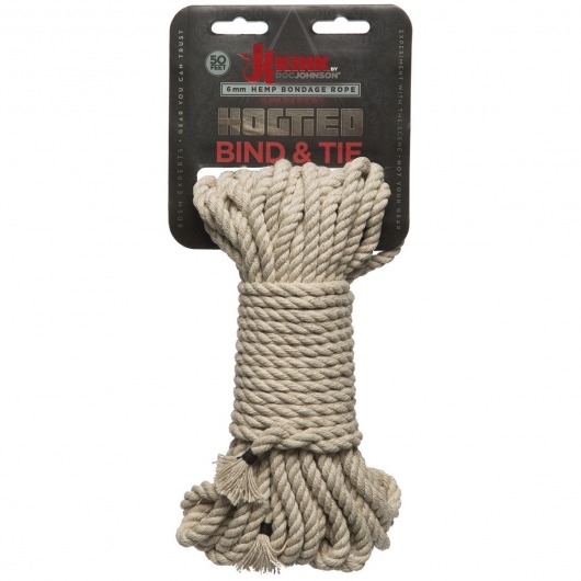 Бондажная пеньковая верёвка Kink Bind   Tie Hemp Bondage Rope 50 Ft - 15 м. - Doc Johnson - купить с доставкой в Нижнем Новгороде