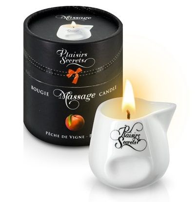 Массажная свеча с ароматом персика Bougie Massage Gourmande Pêche - 80 мл. - Plaisir Secret - купить с доставкой в Нижнем Новгороде